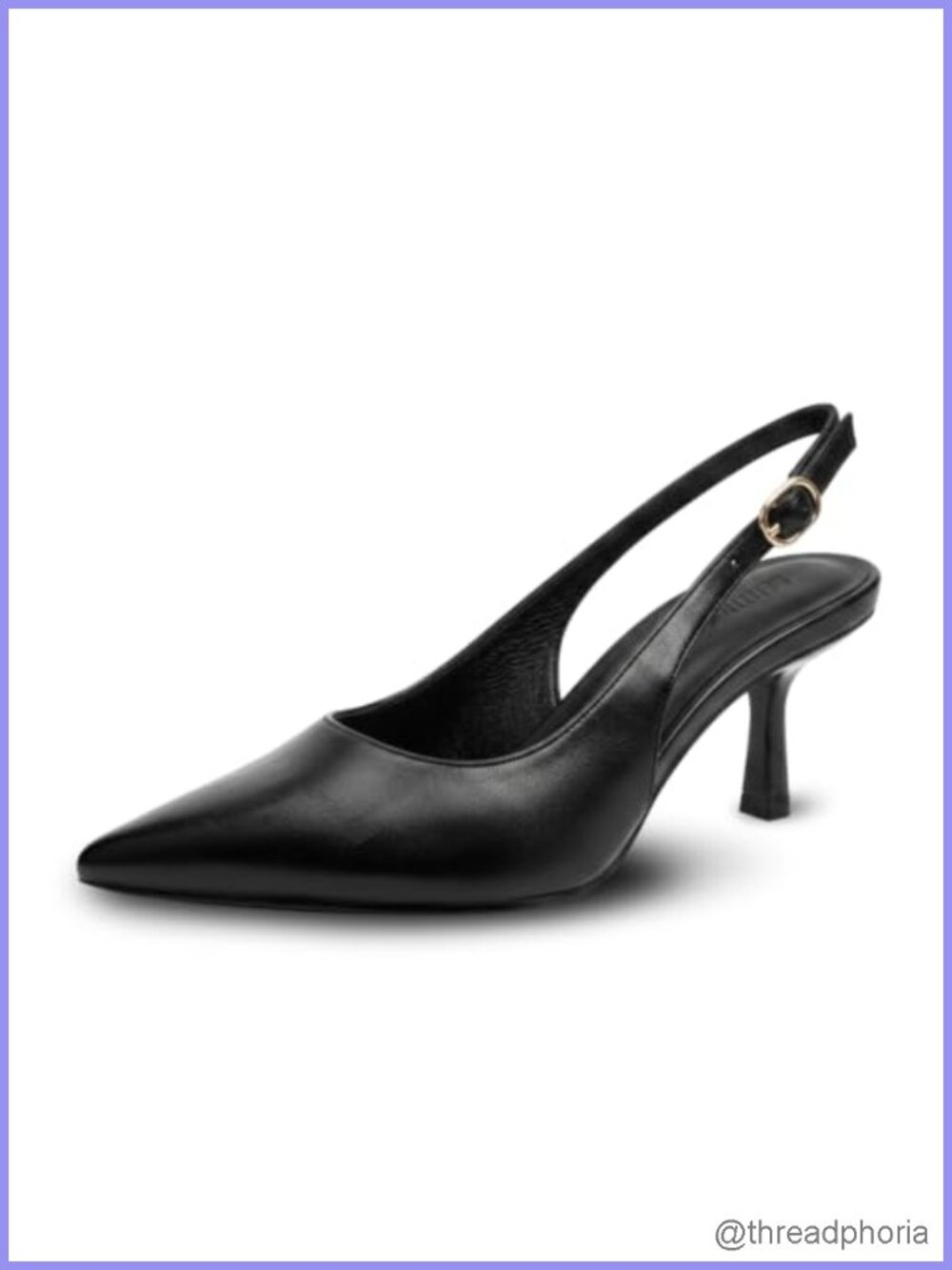 Slingback Kitten Heels Pointed Toe Pumps Faux Leather
